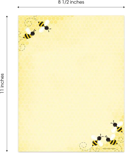 Vista 6 de Bumble Bee - Papel con membrete de abeja, 50 hojas, 8.5 x 11 pulgadas, papel decorativo para todas las ocasiones, papel decorativo para aula, baby