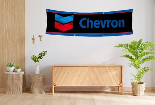 Vista 3 de ENMOON Bandera de gas y aceite de 2 x 8 pies para decoración de pared de garaje