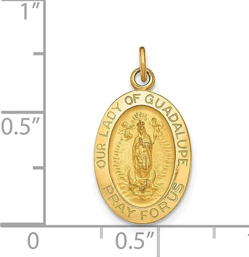 Vista 3 de Collar con dije de medalla de oro amarillo de 14 quilates con dije de Our Lady Of Guadalupe, joyería fina religiosa para mujeres, regalos para ella