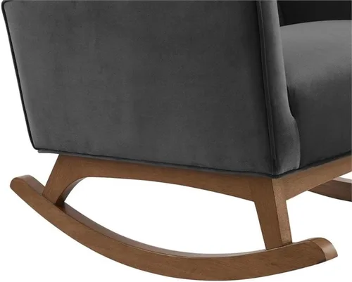 Vista 7 de Modway Sway Channel - Mecedora de terciopelo copetudo en color gris