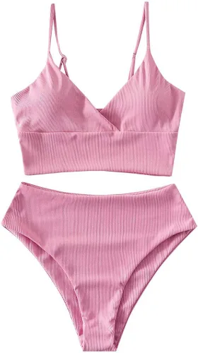 Vista 9 de ZAFUL Traje de baño tankini de cintura alta con aros para mujer