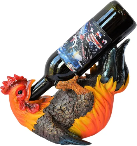 Vista 2 de Soporte para botella de vino de gallo para beber estilo granja francesa decoración de cocina para fanáticos de Gamecock Wine Rack