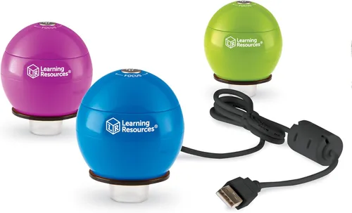 Vista 2 de Learning Resources Zoomy 2.0 Microscopio digital portátil, computadora, proyector o accesorios para pizarra blanca interactiva, azul, a partir de 4