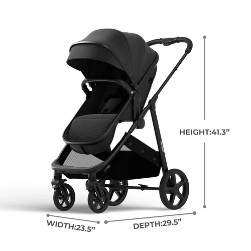 Vista 2 de Mompush Wiz - Cochecito reversible 2 en 1, plegable con una sola mano Negro