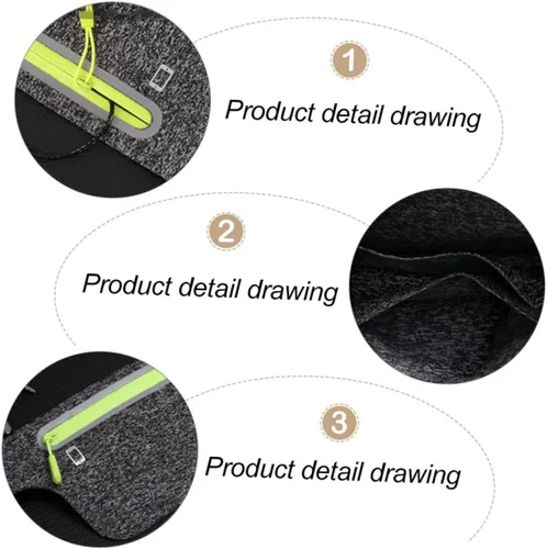 Vista 7 de YARNOW Running Waist Bag for Phones Up to Reflective Multifunctional Outdoor Pouch with Zipper Sweat-resistant Nylon Fitness Belt for Men and Women