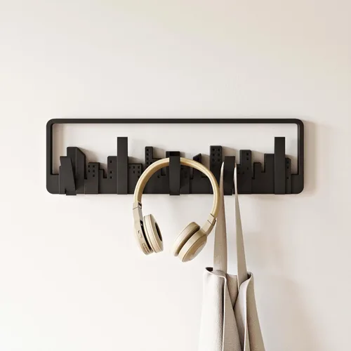 Vista 7 de Umbra Skyline Multi Hook - Arte de pared moderno con ganchos de 5 libras para abrigos, bufandas y bolsos, color gris