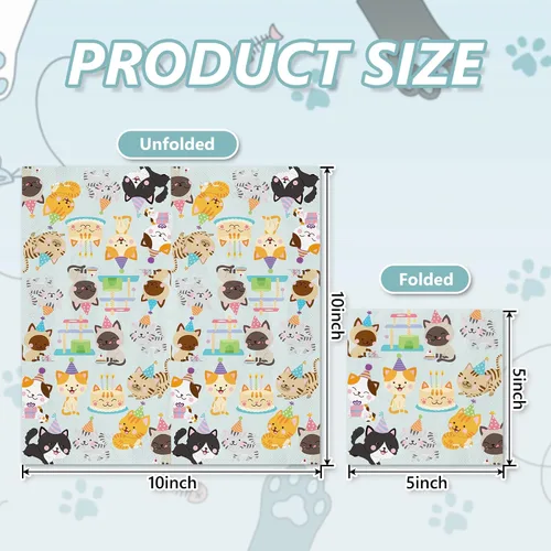 Vista 2 de JarThenaAMCS 100 hojas de servilletas de fiesta de gatos de 5 x 5 pulgadas, desechables para gatitos, servilletas de papel de cóctel coloridas