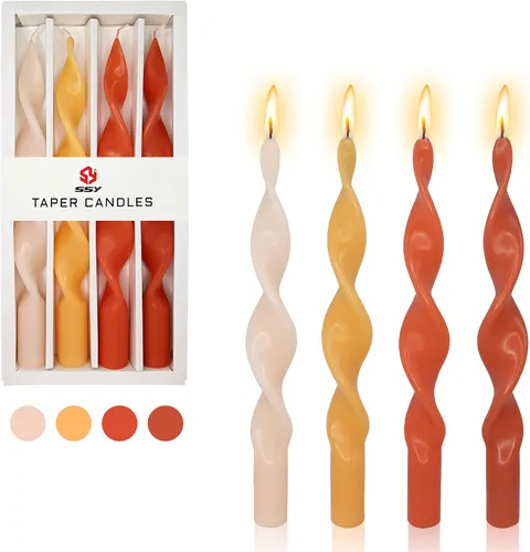 Vista 37 de SM101 - Vela cónica roja, velas en espiral de 10 pulgadas, velas largas cónicas sin goteo para cena, mesa de comedor, boda, fiesta, fiesta, Rojo
