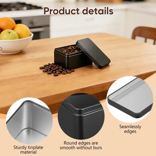 Vista 4 de Hemoton Recipiente de té rectangular con tapa, pequeño recipiente de té suelto para almacenamiento de hojas, organizador de caramelos, caja