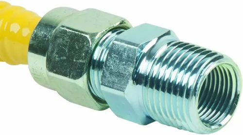 Vista 4 de BrassCraft CSSD44E-72 P - Conector de electrodomésticos de gas Safety Plus de 1/2 pulgada de diámetro exterior con válvula de flujo excesivo