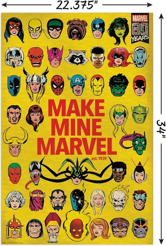 Vista 3 de Trends International Marvel Comics - Póster de 80 aniversario de Marvel - Póster de pared grupal, 22.375 x 34 pulgadas, versión sin marco