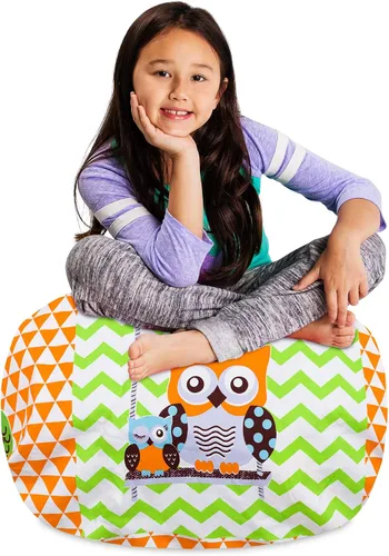 Vista 14 de Posh Creations Funda de puf para niños con almacenamiento para animales de peluche - Organizador de juguetes para niños, Mediano 68.58 cm - Lona