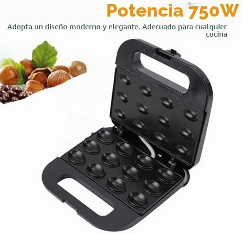 Vista 2 de Oreshki Nuts - Máquina para hacer galletas de nuez, 12 sartén, enchufe de EE. UU., 110 V, 750 W, calefacción de doble cara, compacta, antiadherente