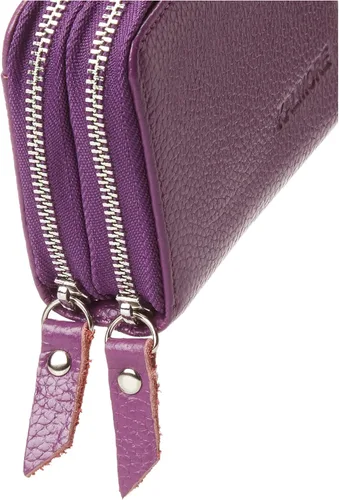 Vista 4 de KALMOR Billeteras de piel para mujer, con doble cremallera, con bloqueo RFID y bolsillo para monedas, 4. 25 x 3. 0 x 1.5