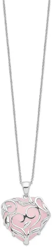 Vista 2 de Collar de plata de ley y cuarzo rosa con corazón generoso de 18.0in estilo QSX263
