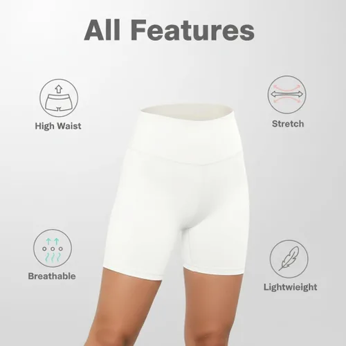 Vista 7 de Pantalones cortos de ciclismo de cintura alta para mujer, 5 pulgadas, control de abdomen, atléticos, correr, gimnasio, yoga, pantalones cortos