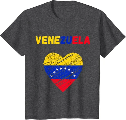 Vista 40 de Camiseta con la bandera venezolana con corazón de Venezuela, Negro