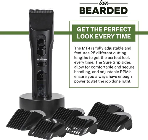 Vista 7 de Live Bearded® Recortadora de barba MT-1, recargable con tiempo