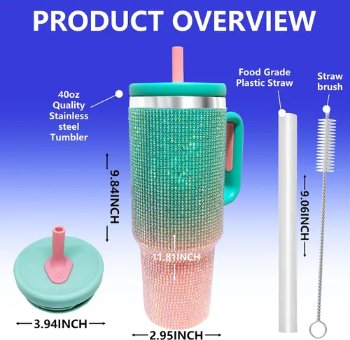 Vista 2 de Botella de agua aislada de 40 onzas, vaso de acero inoxidable 1 taza de agua reutilizable de acero inoxidable de doble pared sin BPA