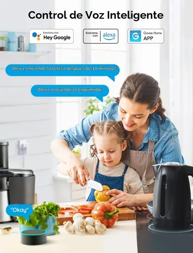 Vista 2 de Govee Paquete de 2 enchufes inteligentes duales, toma Bluetooth WiFi de 15 A, funciona con Alexa y Google Assistant, diseño compacto 2 en 1, control