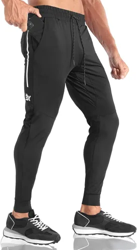 Vista 7 de BROKIG Pantalones deportivos ligeros para hombre, elásticos, de secado rápido, con bolsillos con cremallera