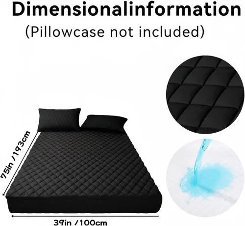 Vista 2 de Funda de colchón, funda de colchón impermeable, tamaño completo, ultrasuave y transpirable, lavable a máquina, adecuada para el hogar, dormitorio