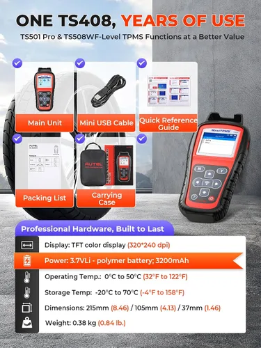Vista 8 de Herramienta de programación Autel MaxiTPMS TS408 TPMS, reaprende activar todos los sensores 2026 Lifetime Updates as TS501 PRO TS508WF, Tire