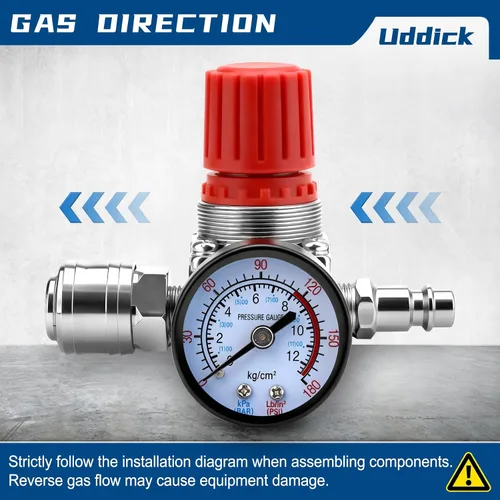 Vista 12 de Regulador de presión del compresor de aire 1/4 "Válvula de expansión neumática, válvula de control de presión con conexión 180psi 12bar