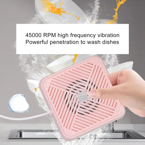 Vista 3 de Lavadora portátil,Mini Lavavajillas,Vibración de sonido Purificación de agua electrolítica Ip67 Impermeable Portátil USB Lavavajillas (), Rosado