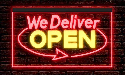 Vista 7 de 110020 We Deliver Open Services Cafe Fast food Shop Restaurant Display LED Light Neon Sign (12" X 8", 16 Colors By Remote)