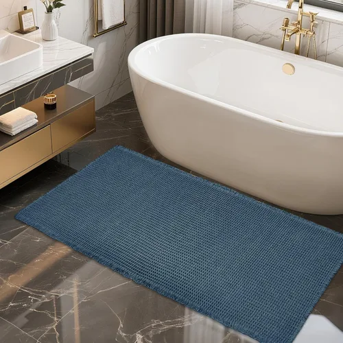 Vista 40 de ZALL - Tapete de baño de punto gofre beige, súper absorbente, antideslizante, largo, color crema, 24 x 72 pulgadas, lavable a máquina, ultra suave
