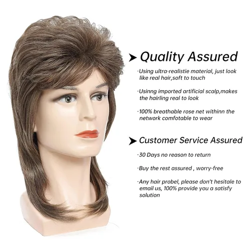 Vista 6 de Pelucas de salmonete para hombres y mujeres, disfraces de fiesta temática de los años 70 y 80, accesorio de fiesta elegante, peluca de cosplay