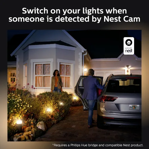 Vista 11 de Philips Hue - Bombillas LED inteligentes blancas para exteriores PAR38 de 13 W, requiere hub, 2 bombillas LED PAR38 blancas, funciona con Alexa