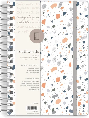 Vista 8 de Southworth Agenda académica (julio de 2021 a junio de 2022), 8.5 x 11 pulgadas, floral brillante, papel de 28 libras/3.70 oz/m², alambre doble