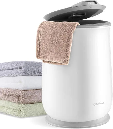 Vista 11 de COSTWAY - Calentador de toallas para baño, calentador grande de 21L con tapa abatible, cerradura de seguridad para niños, apagado automático de 1H
