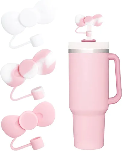Vista 36 de Juego de 4 fundas de popote con diseño de estrella compatibles con vasos Stanley de 30 y 40 onzas, reutilizables, bonitas puntas de popote