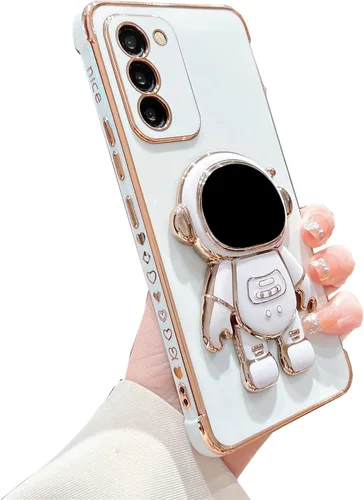 Vista 57 de phylla para Samsung Galaxy A12 Funda de Teléfono con Soporte Oculto de Astronauta Chapado en Oro de Lujo Lindo Astronauta Lateral Lindo