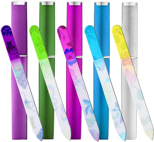 Vista 8 de 6 Pack de Limas de Uñas de Cristal con Estuche, Juego de Limas de Uñas para Dedos, Limas de Uñas de Doble Cara, Cuidado Profesional de Manicura