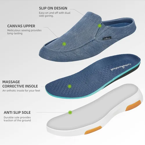 Vista 5 de OrthoComfoot Mocasines ortopédicos sin cordones para hombre zapatos para caminar con soporte del arco pantuflas casuales para fascitis plantar