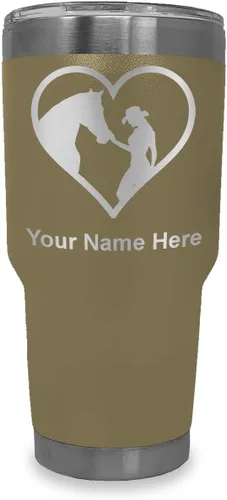 Vista 10 de LaserGram Vaso aislado al vacío de 20 onzas, corazón de vaquera de caballo, grabado personalizado incluido (negro)