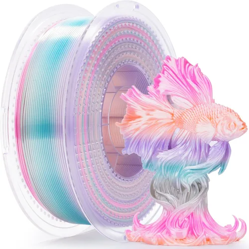 Vista 39 de AMOLEN Filamento PLA de Seda para Impresora 3D, Filamento PLA Kingfisher Rainbow Multicolor Brillante 1.75mm, Filamento de Impresión 3D PLA