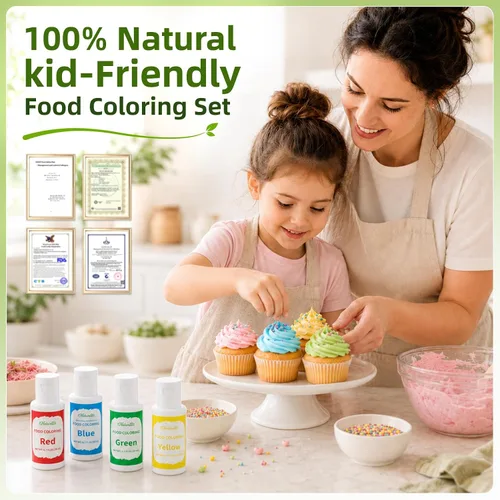 Vista 7 de Colorante natural para alimentos – FD&C y fórmula de color libre de tintes artificiales, 4 x 0.7 fl oz, botella grande, juego de tintes naturales