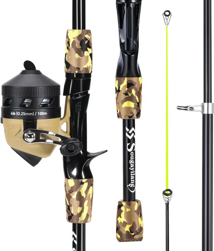 Vista 2 de Sougayilang Kids Fishing Rod and Reel Combo,Light Weight Fishing Pole with Spincast Fishing Reel Tackle Bag Lures for Youth,Girls and Boys Good