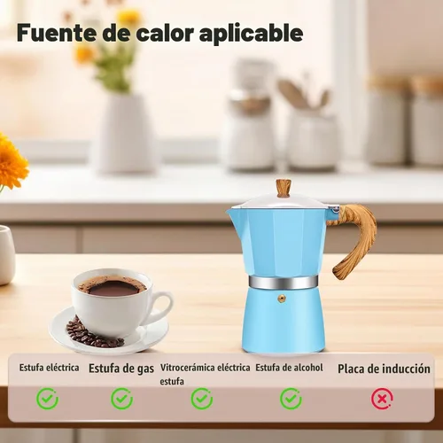 Vista 4 de Cafetera clásica de aluminio para 3 tazas Azul