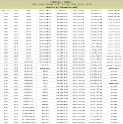 Vista 3 de Elemento calefactor de secadora 964p3 61927, sustituye al número de pieza 964p3 61927 D510329p 61195, compatible con los modelos ADE3SRGS173TW01