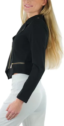 Vista 81 de ToBeInStyle Blazers de manga larga con cremallera y botones para mujer