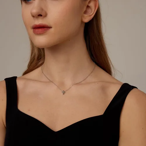 Vista 6 de 18K Gold Plated Sideways Cross Necklace for Women Stainless Steel Dainty Tiny Cross Pendant Necklace Minimalist Simple Jewelry