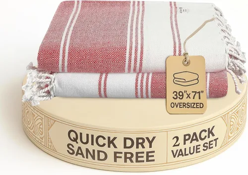 Vista 55 de LANE LINEN Toalla de Playa, Paquete de 2 Toallas de Playa de Gran Tamaño, 39"x71", Toallas de Piscina de Secado Rápido para Adultos, Absorbentes a