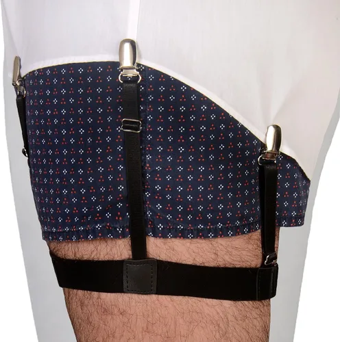 Vista 2 de Comfy Clothiers Ligas elásticas ajustables con bloqueo, clips antideslizantes (1 par, negro)