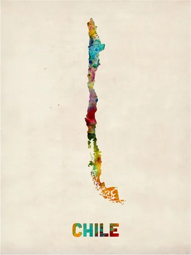 Vista 2 de Trademark Fine Art Mapa de acuarela de Chile por Michael Tompsett, 14 x 19 pulgadas